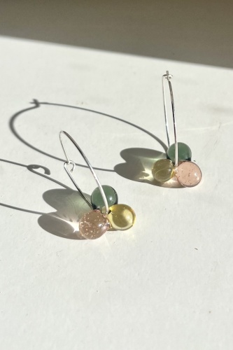 Kõrvarõngad "Kastepärlid" Roosa-kollane