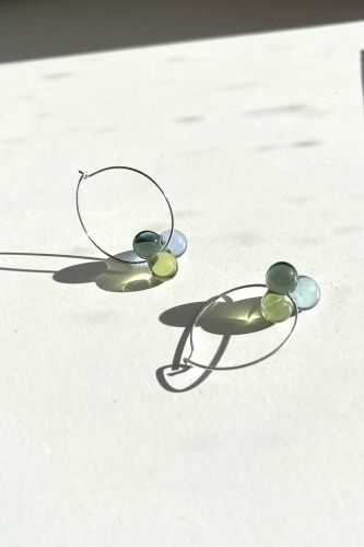 Kõrvarõngad "Kastepärlid" Roheline-helesinine